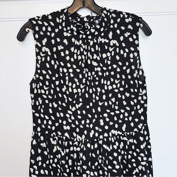 Black and White Halter Tiered Dress Soft Dot Midi Ruffle Size Small Coastal Y2K - Picture 4 of 11